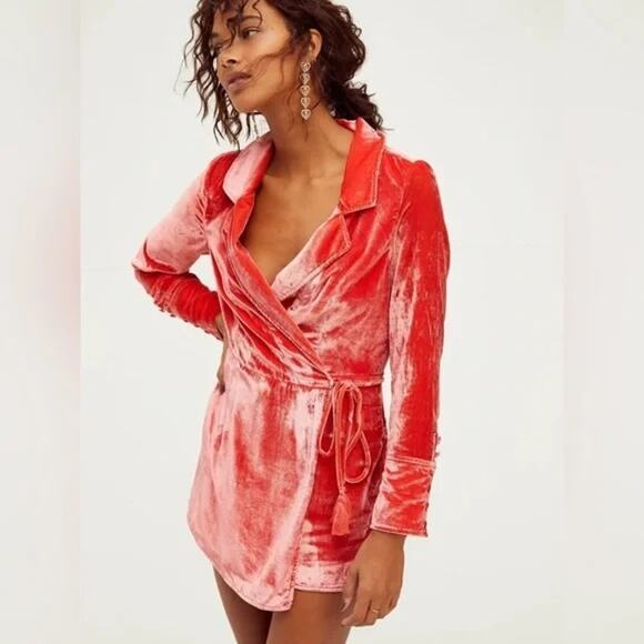 Free People Viola Velvet Romper  XS - Picture 1 of 8